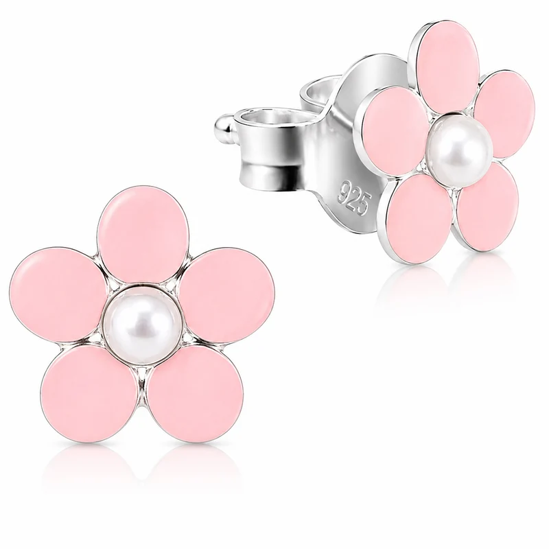 LUISIA® Ohrstecker "Blume" - 925 Sterling Silber | Rosa