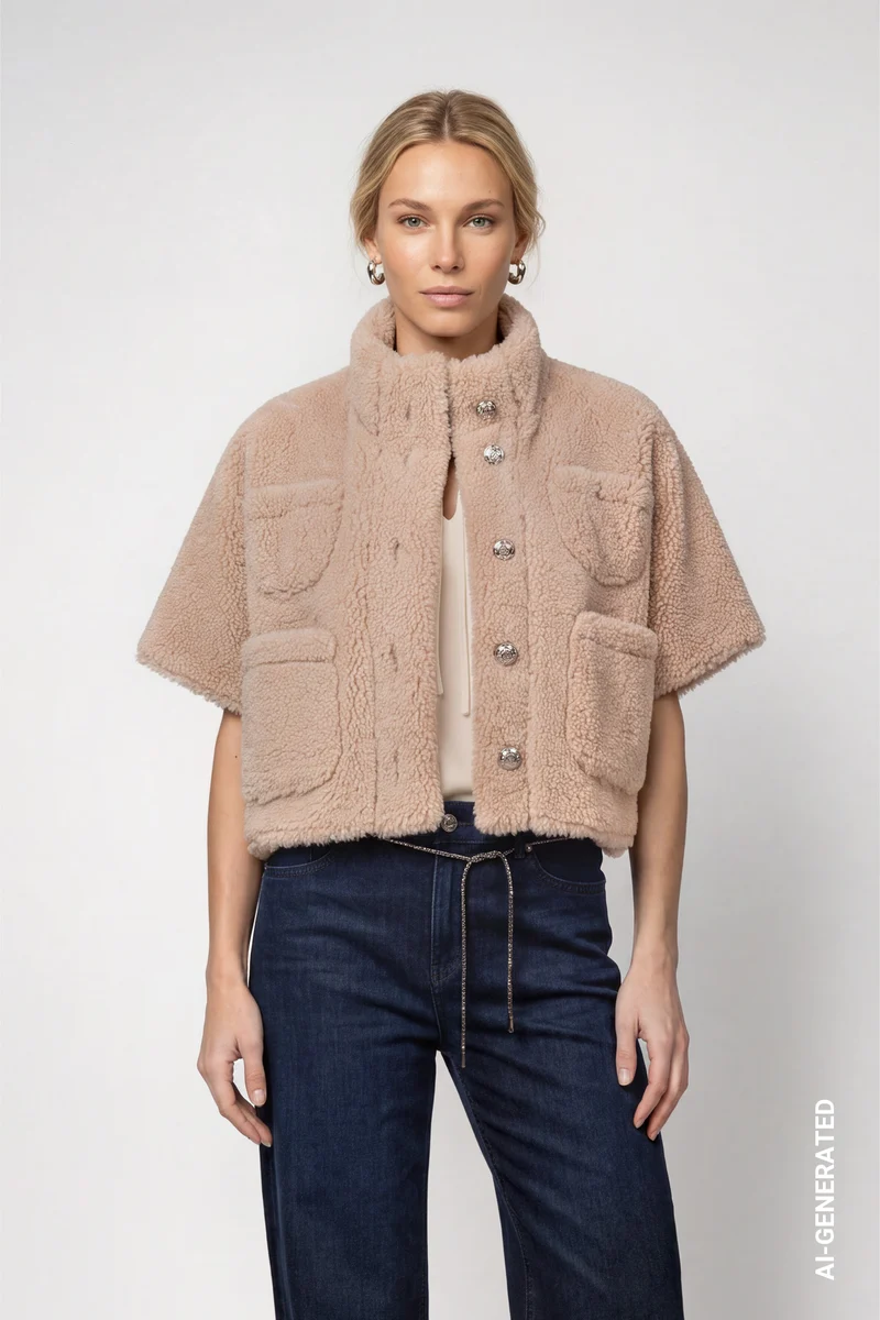 Teddy Cape mit Schmuckknöpfen