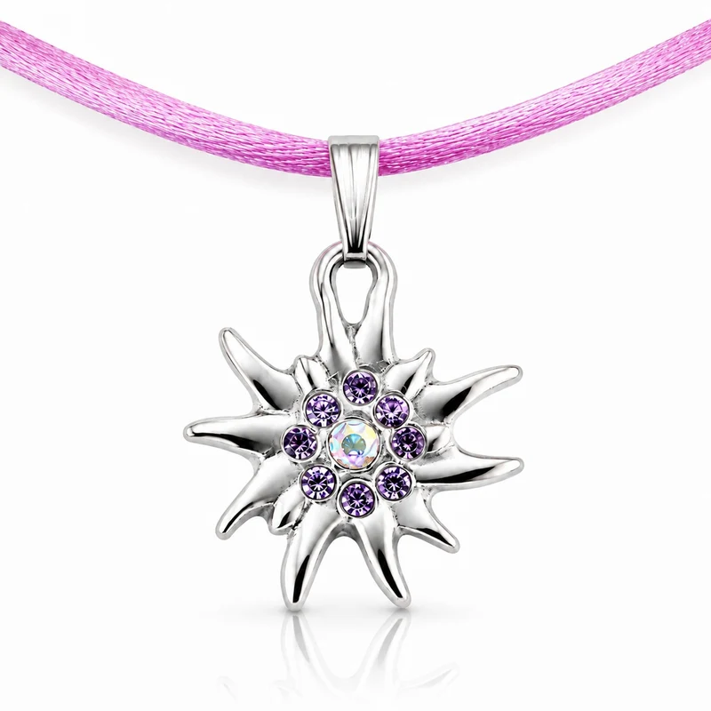 LUISIA® Kinder Halskette "Edelweiß" mit Kristallen von Swarovski® | Flieder