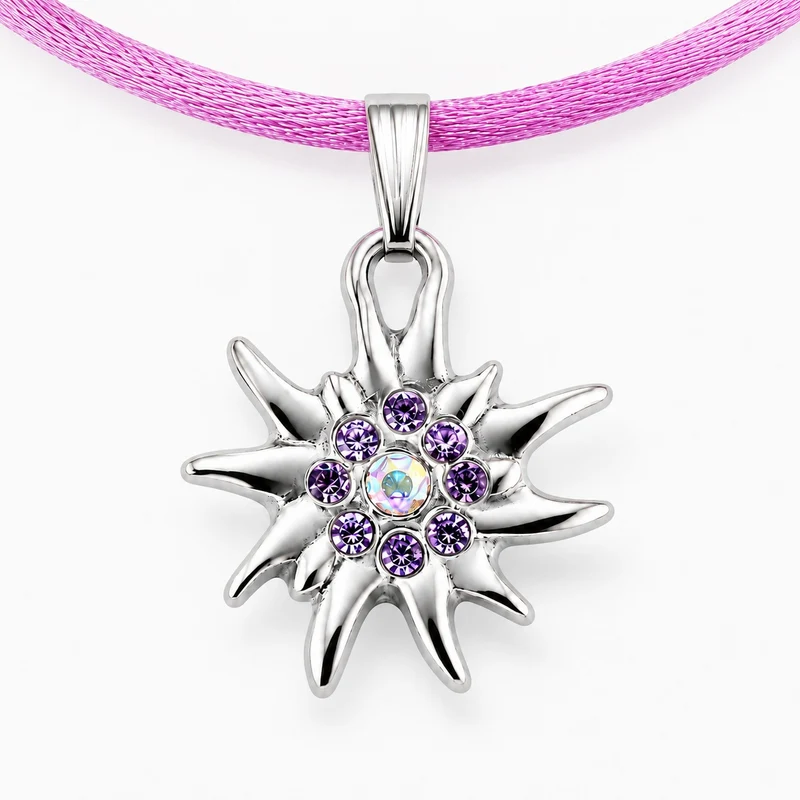 LUISIA® Kinder Halskette "Edelweiß" mit Kristallen von Swarovski® | Flieder