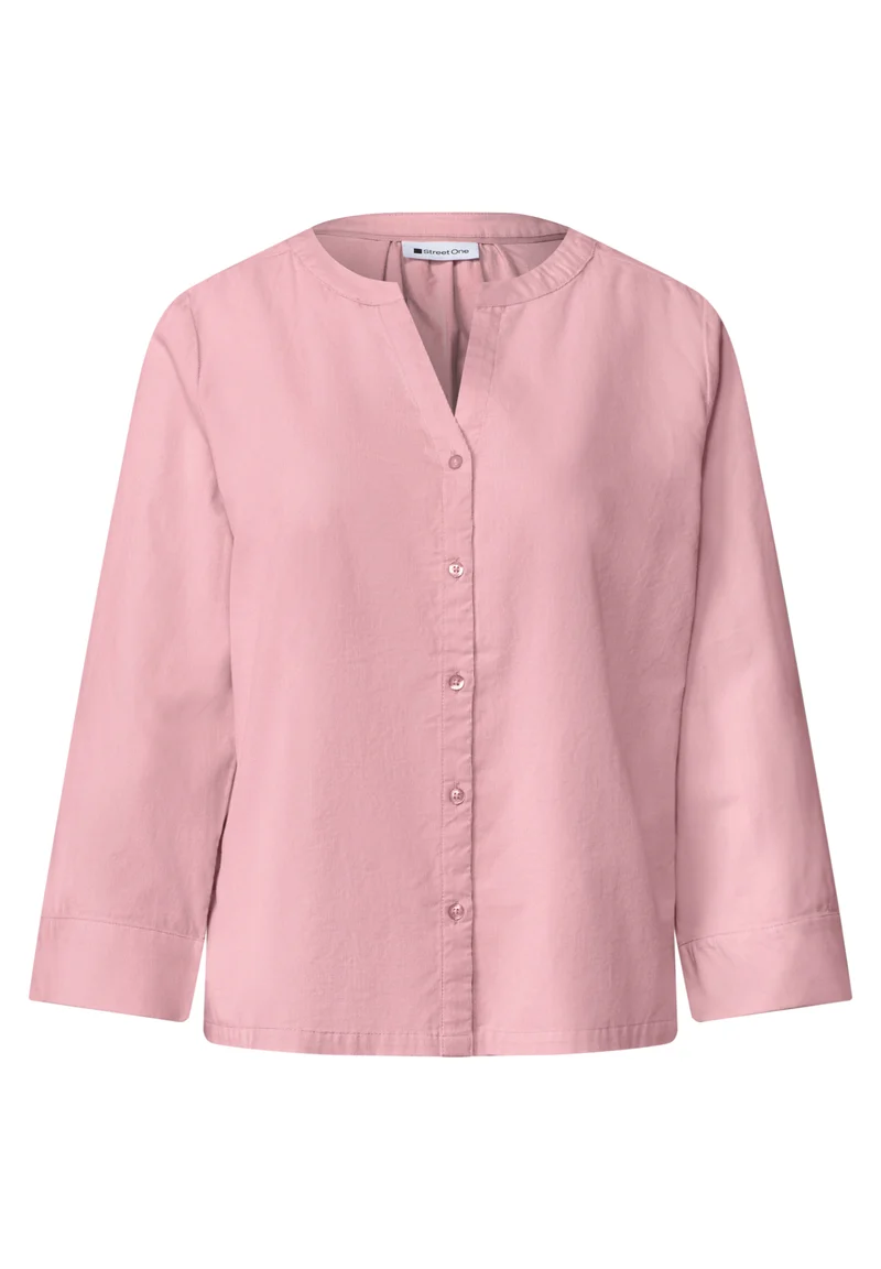Cordbluse mit Split Neck und 3/4-Ärmeln