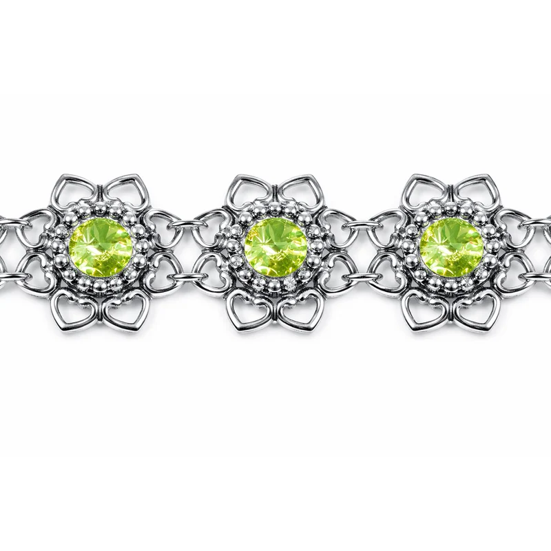 LUISIA® Armband "Leandra" mit Herzblüten und Premium Kristallen | Peridot / Apfelgrün