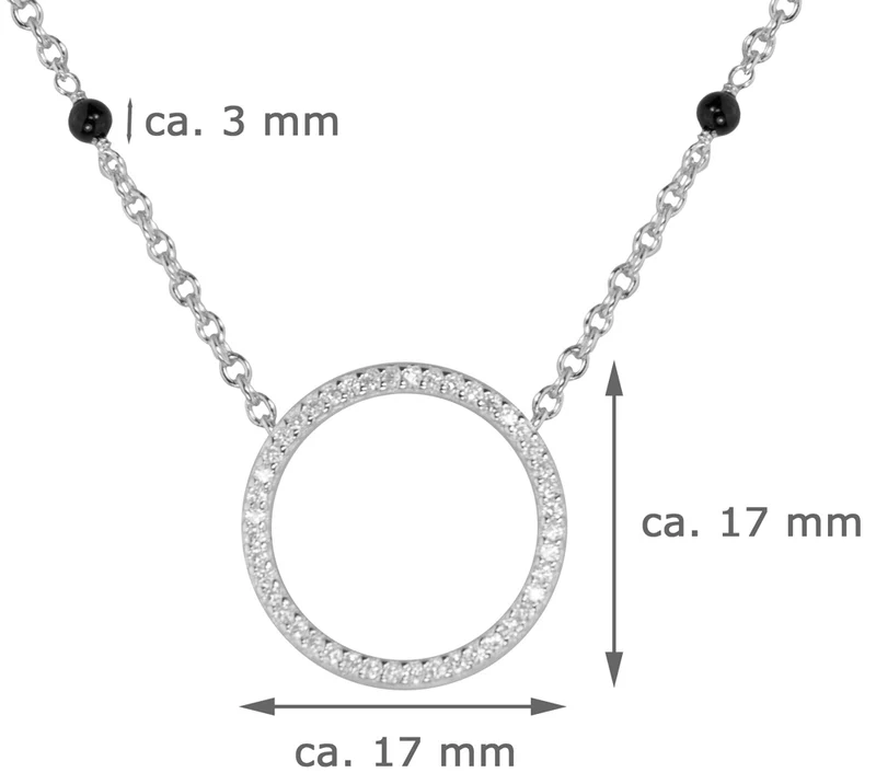 LUISIA Halskette "Ring mit schwarzen Achat Perlen" 67044 | 925 Silber (Länge 50cm)