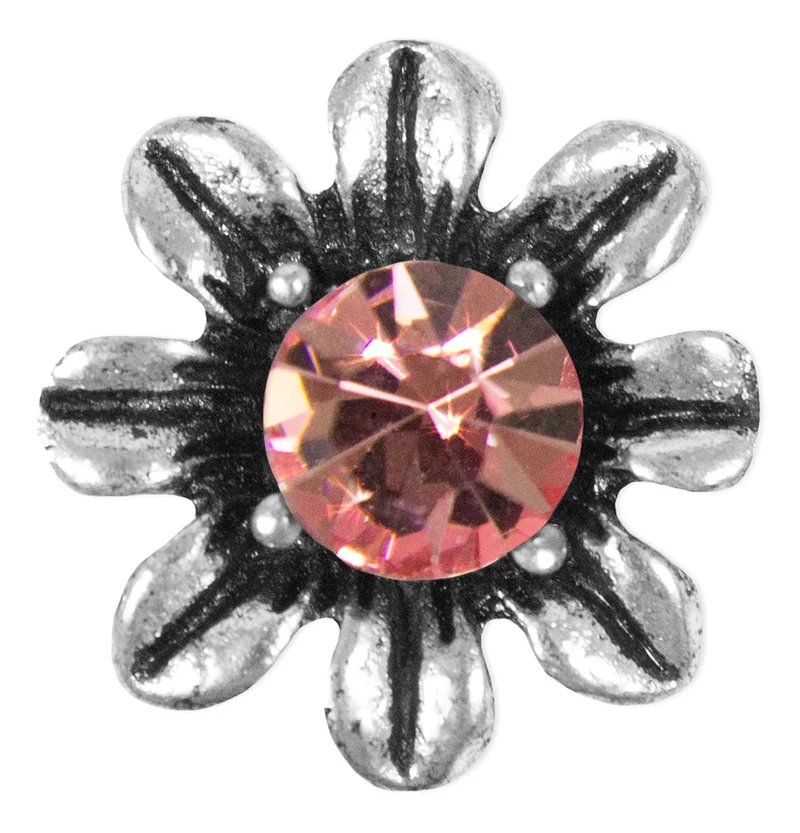 Silbernes Strass Armband mit Blüten - Rosa