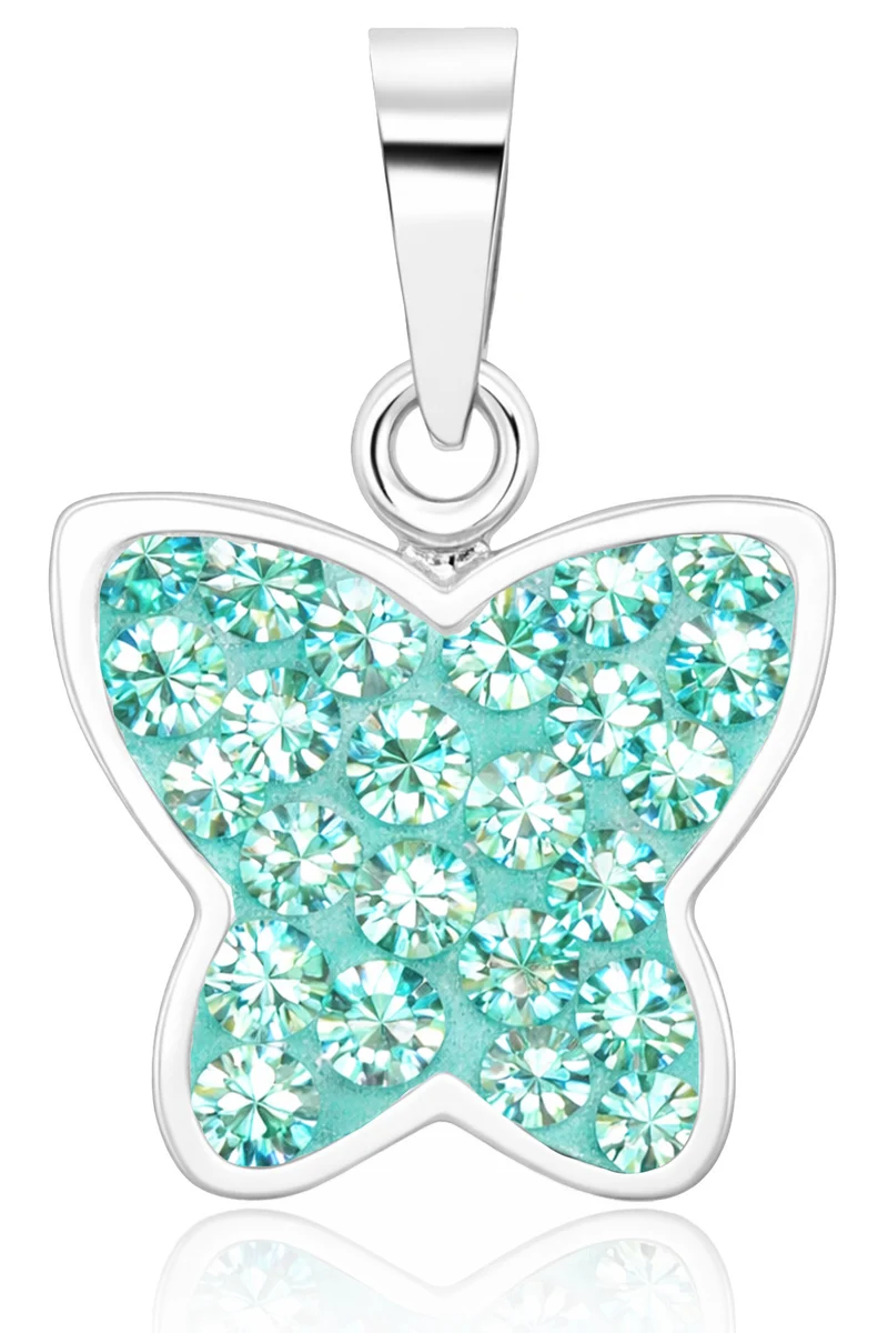 LUISIA® Kettenanhänger "Schmetterling" - Premium Kristalle - 925 Sterling Silber | Türkis