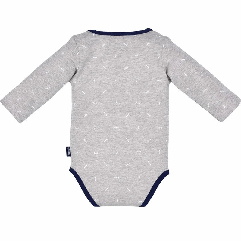 BONDI Baby Langarmbody "Small Boss" 93682 | Grau Navy