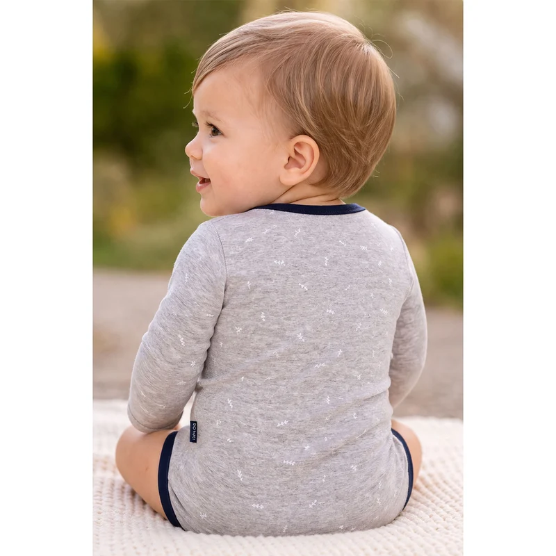 BONDI Baby Langarmbody "Small Boss" 93682 | Grau Navy