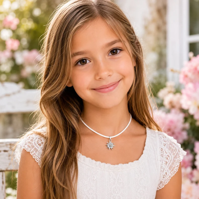 LUISIA® Kinder Halskette "Edelweiß" mit Kristallen von Swarovski® | Weiß