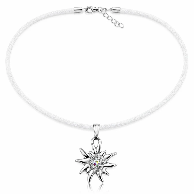 LUISIA® Kinder Halskette "Edelweiß" mit Kristallen von Swarovski® | Weiß