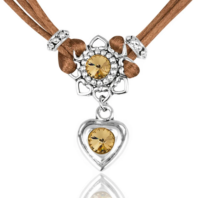LUISIA® Halskette "Chiara" Herzblüte - Kristalle von Swarovski® | Braun