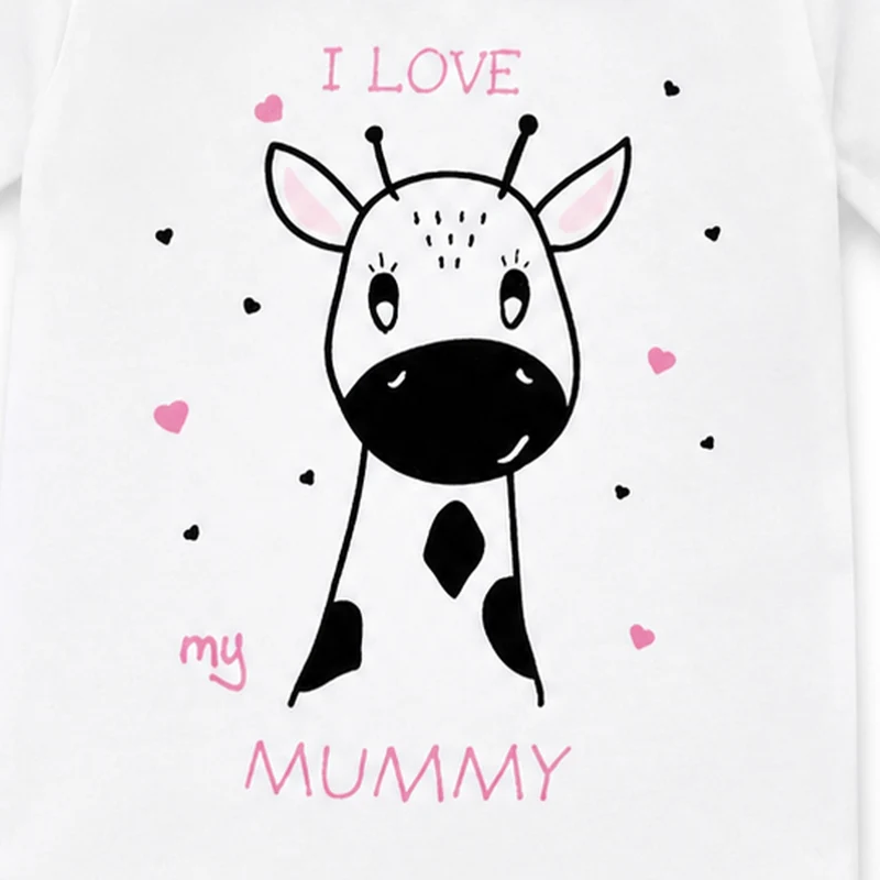BONDI Baby Langarmbody "I love my Mummy" mit Giraffe | 93635 - Weiß/Rosa
