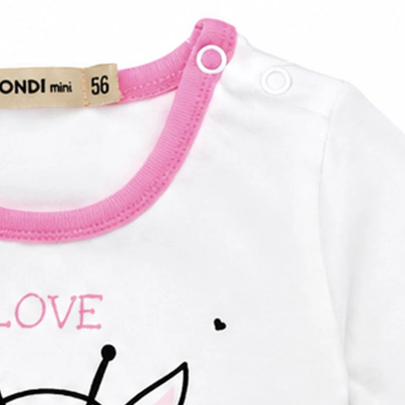 BONDI Baby Langarmbody "I love my Mummy" mit Giraffe | 93635 - Weiß/Rosa