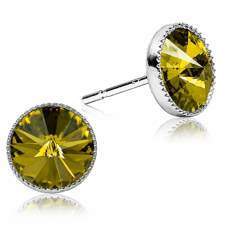 LUISIA® Solitär Ohrstecker "Joy" mit Kristallen von Swarovski® | Olivgrün