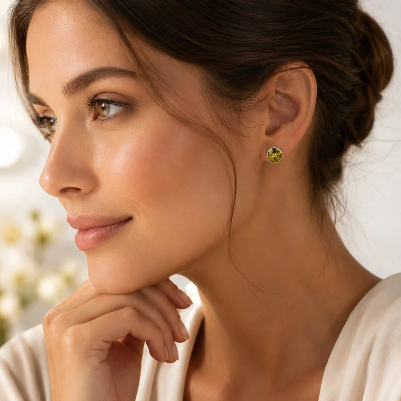 LUISIA® Solitär Ohrstecker "Joy" mit Kristallen von Swarovski® | Olivgrün