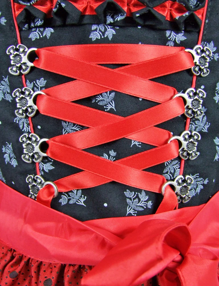 Isar-Trachten Jugend Dirndl "Ava" 2-tlg. | Schwarz Rot