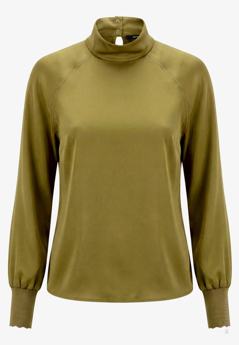 Satinbluse mit Stehkragen