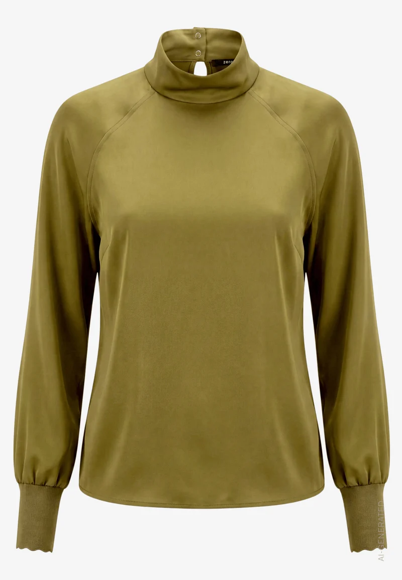 Satinbluse mit Stehkragen