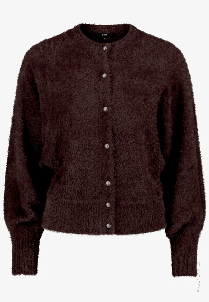 Flauschige Damen Strickjacke mit Knöpfen