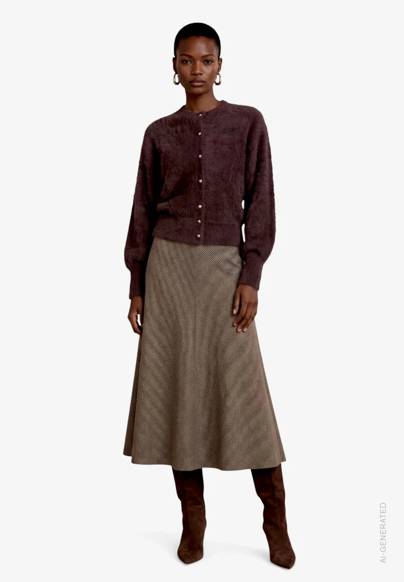 Flauschige Damen Strickjacke mit Knöpfen