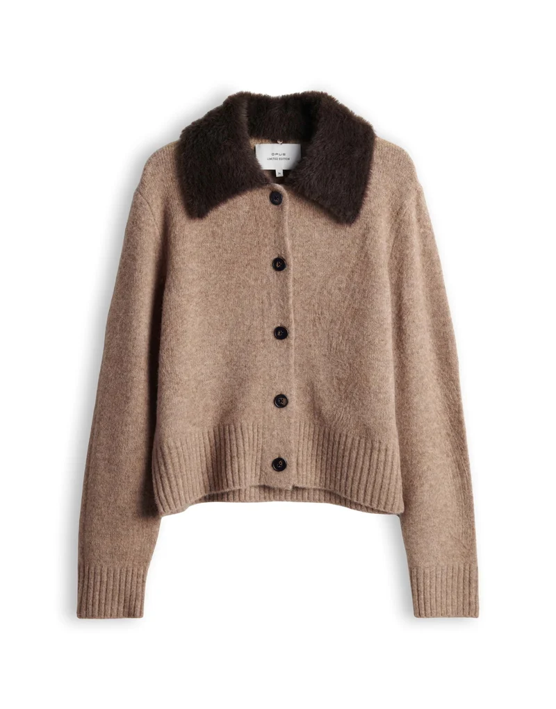 DOFUR Strickjacke mit Kunstfellkragen