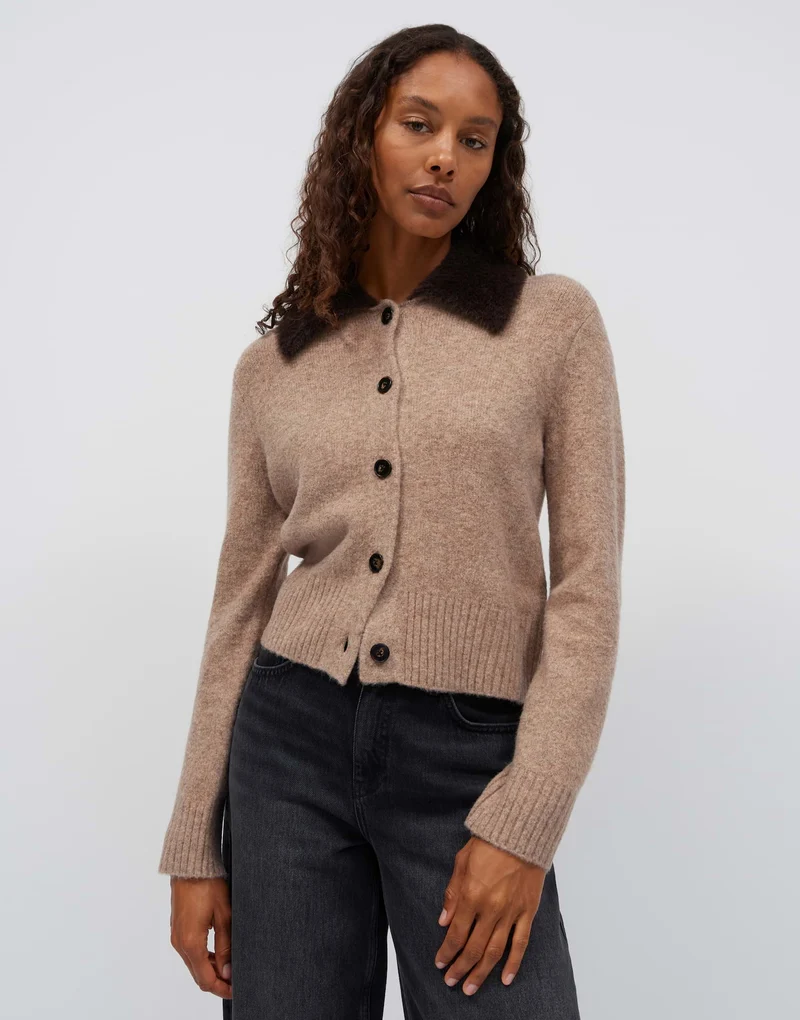 DOFUR Strickjacke mit Kunstfellkragen