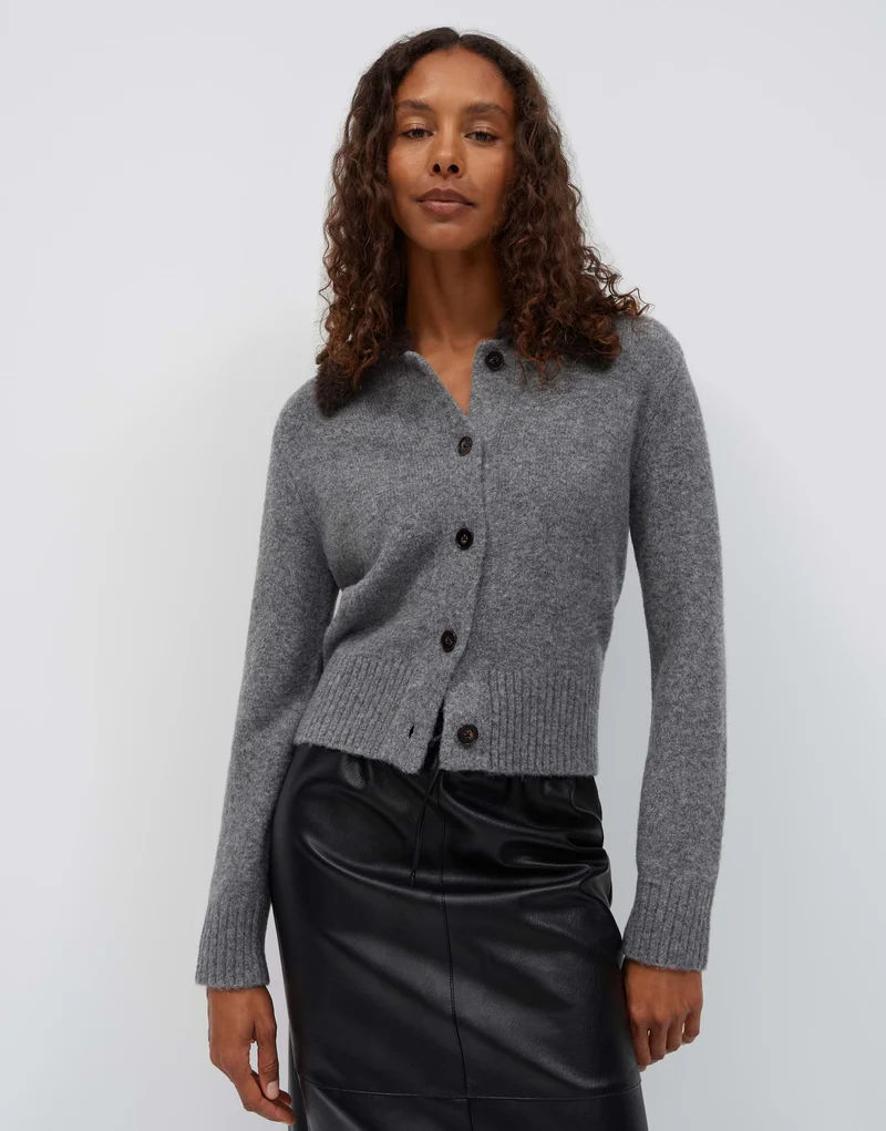 DOFUR Strickjacke mit Kunstfellkragen