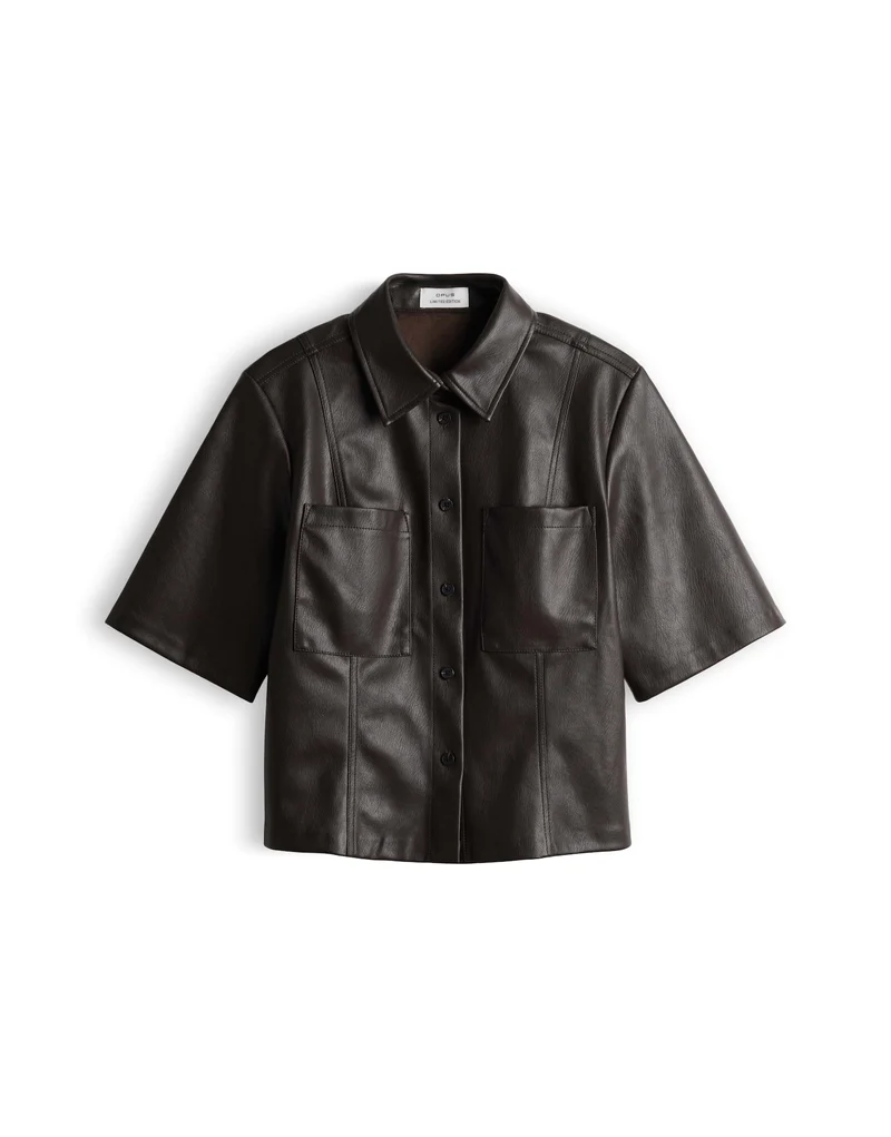 FELEATHER Taillierte Bluse in Lederoptik