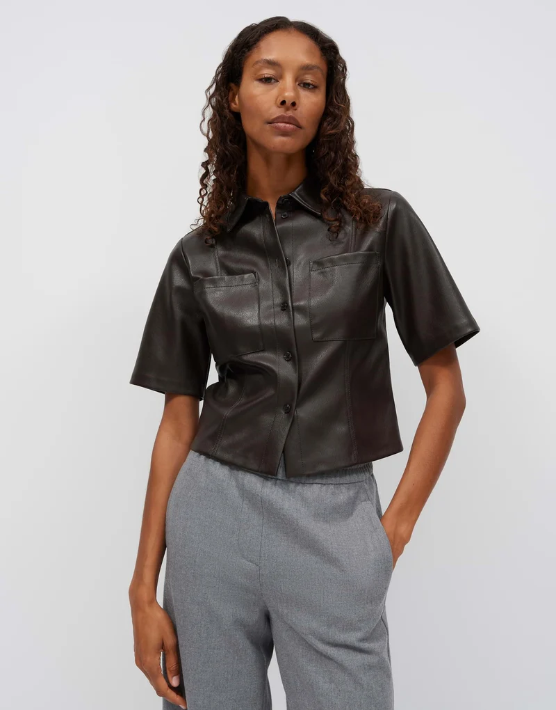 FELEATHER Taillierte Bluse in Lederoptik