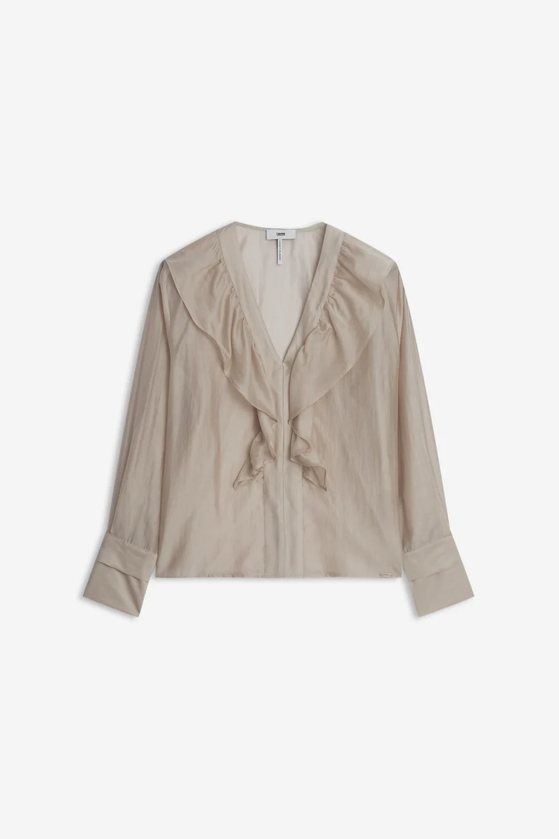 Satinbluse mit Volants