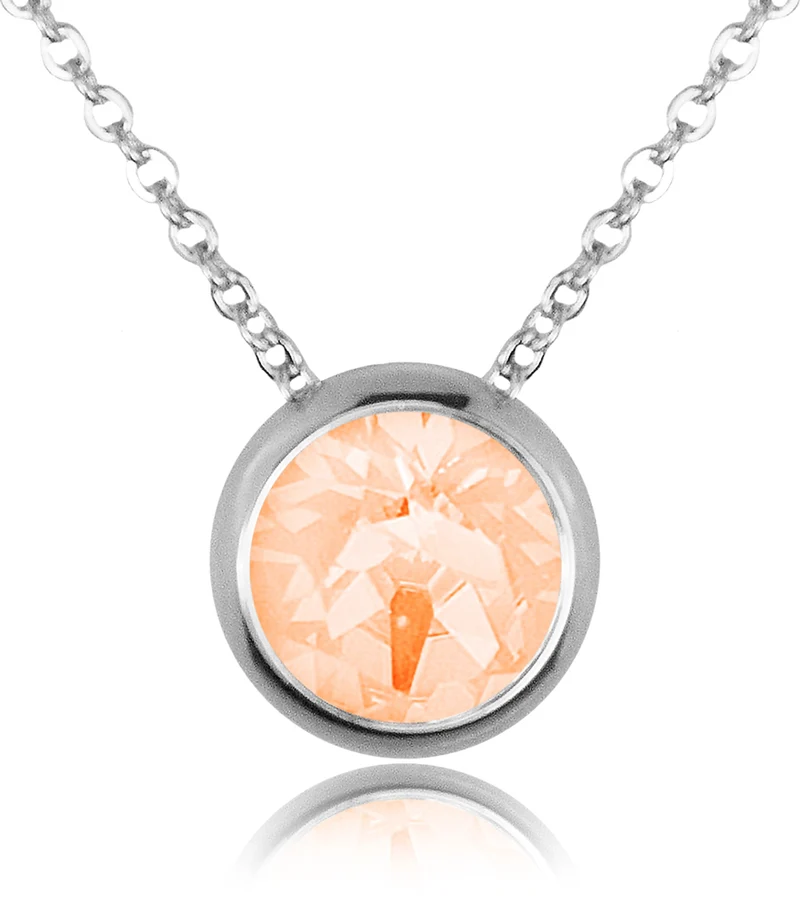 LUISIA® Halskette "Ciri" mit Premium Kristallen - 11 mm - Silber / Light Peach