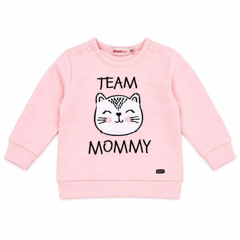 BONDI Baby Langarmshirt "Kätzchen" 93701 - Apricot / Schwarz | Pullover