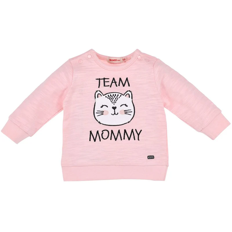 BONDI Baby Langarmshirt "Kätzchen" 93701 - Apricot / Schwarz | Pullover
