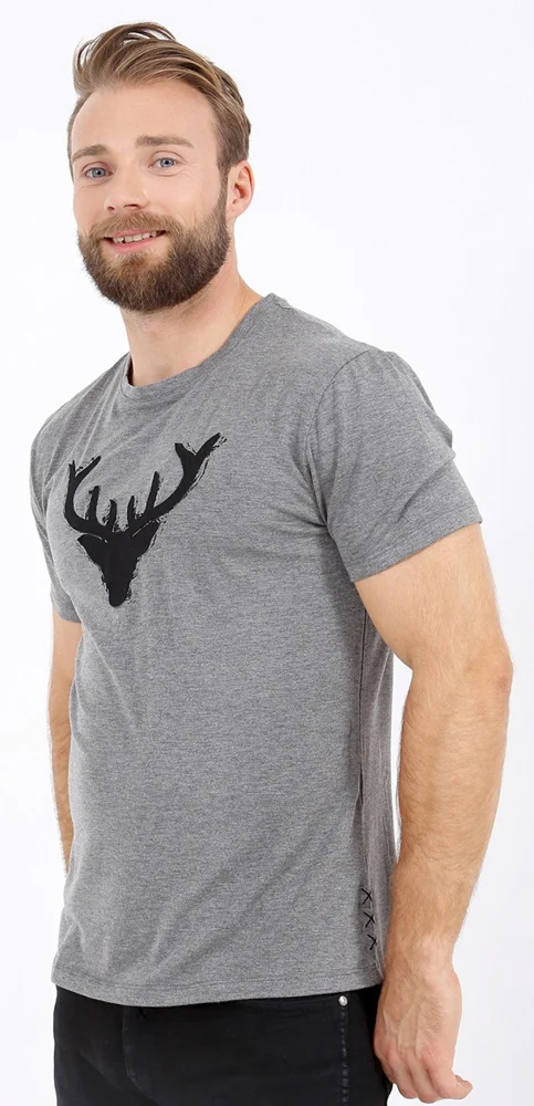 Krüger BUAM T-Shirt Wilder Hirsch - Grau