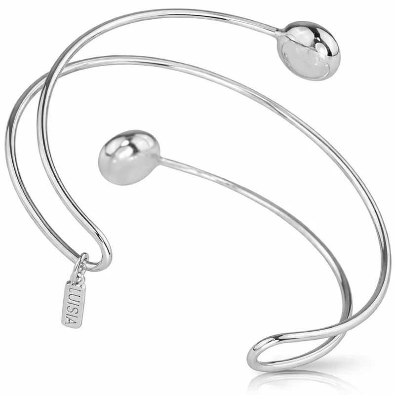 LUISIA® Spiral Armreif "Fjella" mit zwei Premium Kristallen - Silber / Light Grey Delite