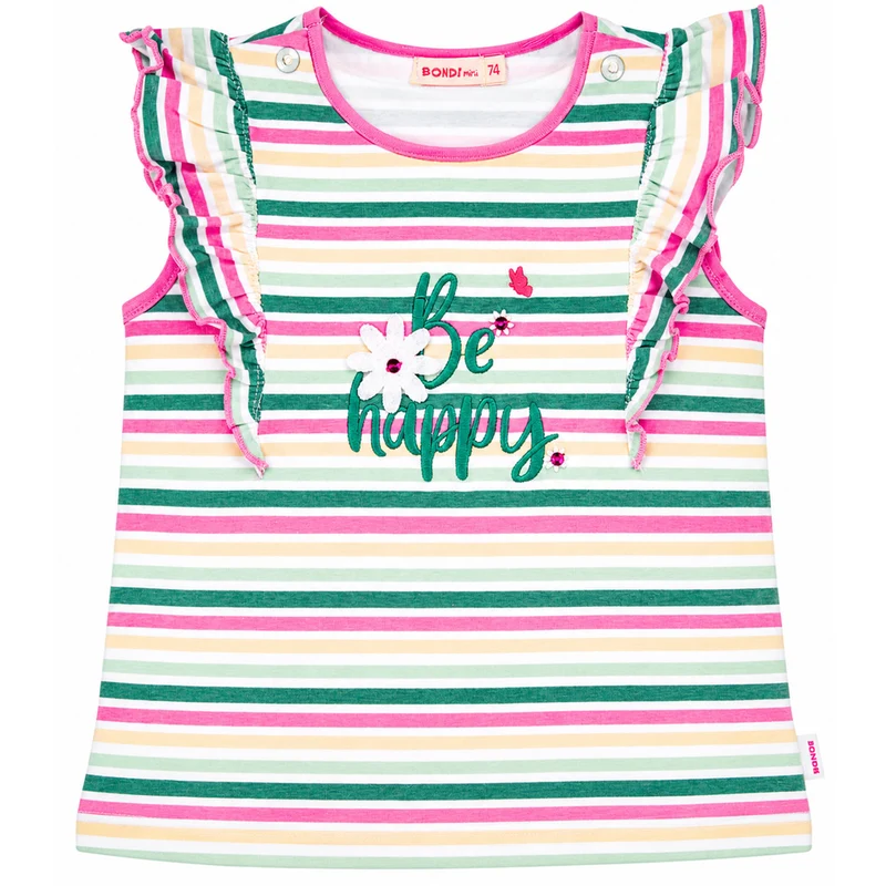 BONDI Mädchen T-Shirt "Happy" 86881 | Mehrfarbig gestreift