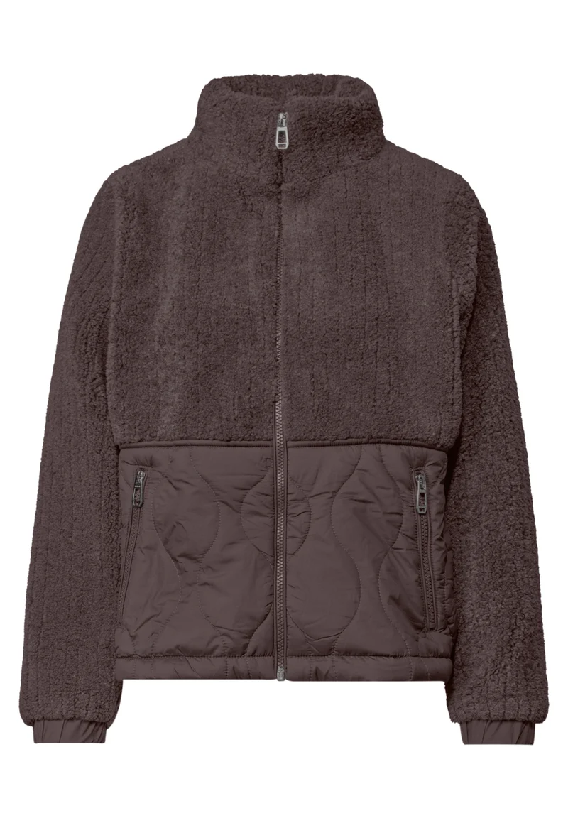 Teddyjacke mit Reißverschlusstaschen und Stehkragen