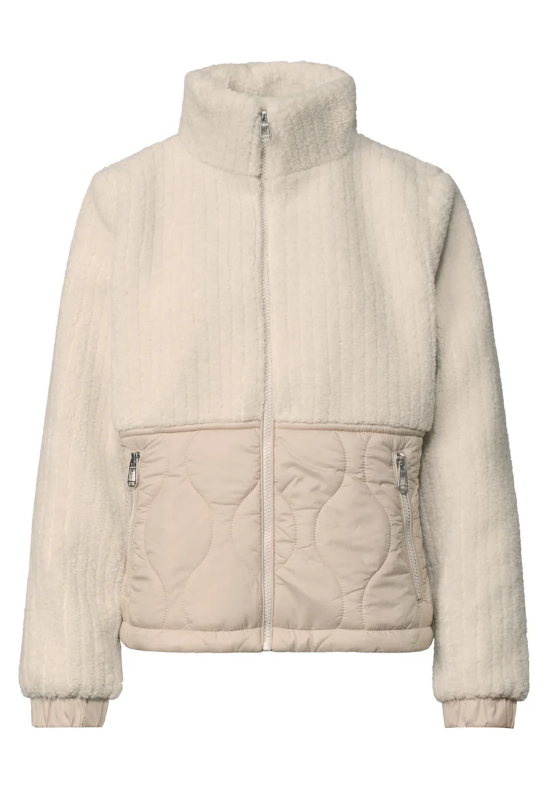 Teddyjacke mit Reißverschlusstaschen und Stehkragen