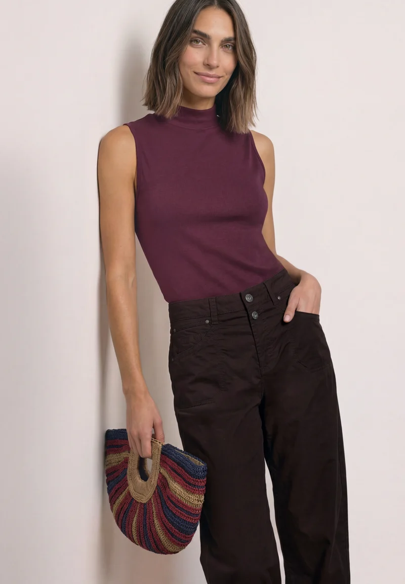 Silk-Look Top mit Turtle Neck und Modalmix