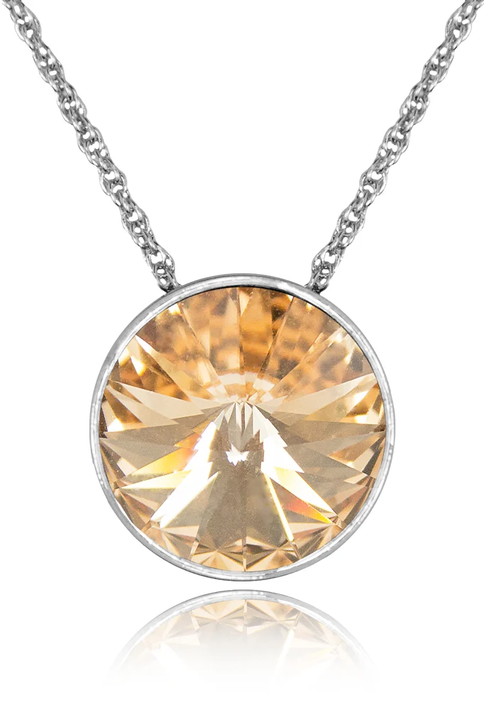 LUISIA® Halskette "Sinja" mit Premium Kristallen - 14 mm - Silber / Light Peach