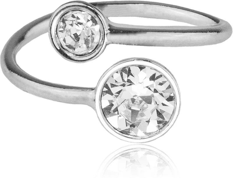 LUISIA® Ring "Fjella" mit zwei Premium Kristallen - Silber / Crystal