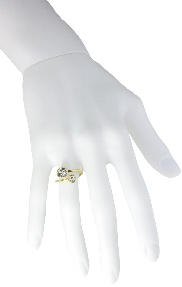 LUISIA® Ring "Fjella" mit zwei Premium Kristallen - Silber / Crystal