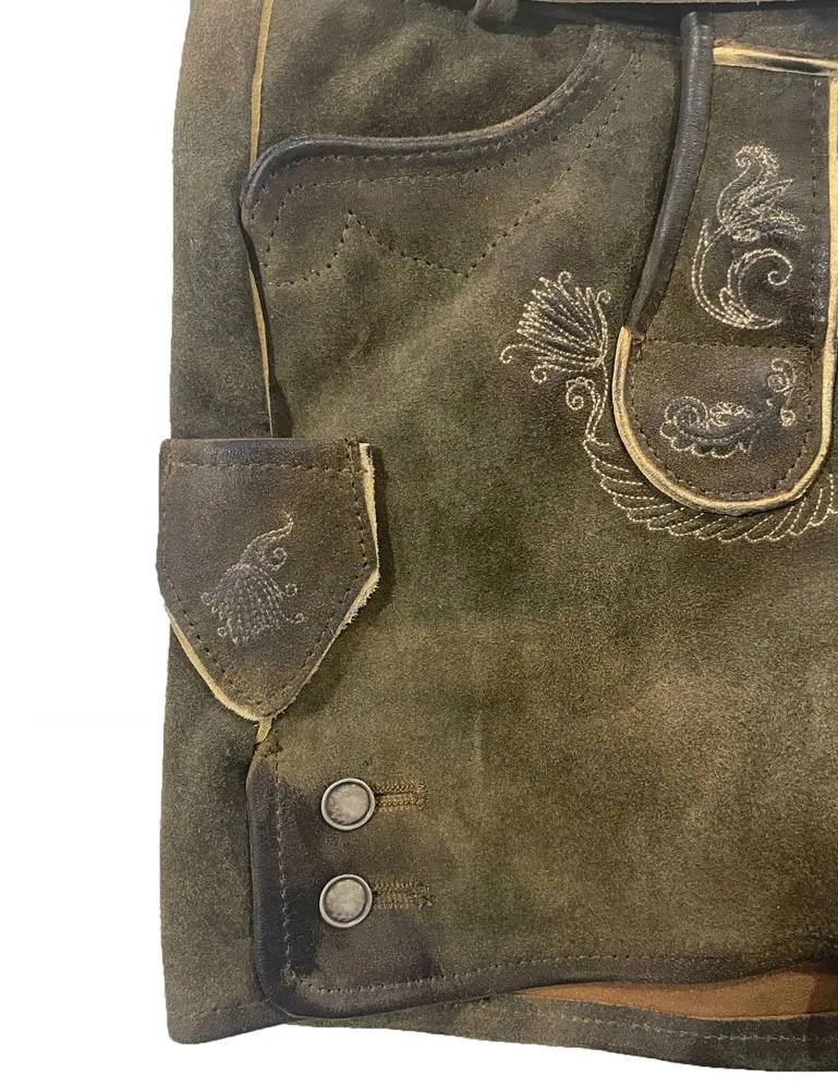 MADDOX Kurze Mädchen Lederhose "Fichtelsee" mit Gürtel | Ziller Antik