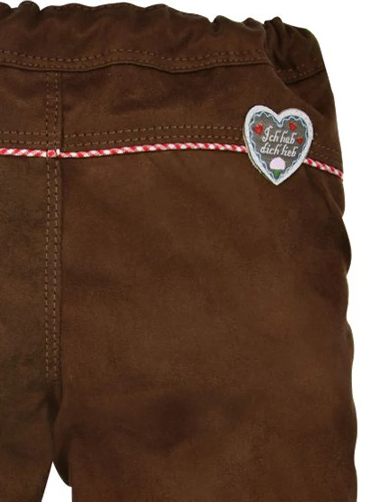 BONDI Baby Mädchen Trachten Kunstlederhose "Herzilein" gefüttert 86566 - Braun