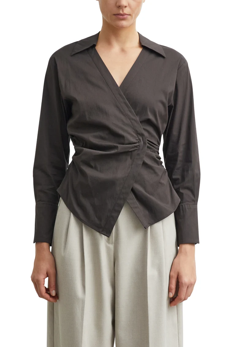Wickelbluse aus Baumwollpopeline