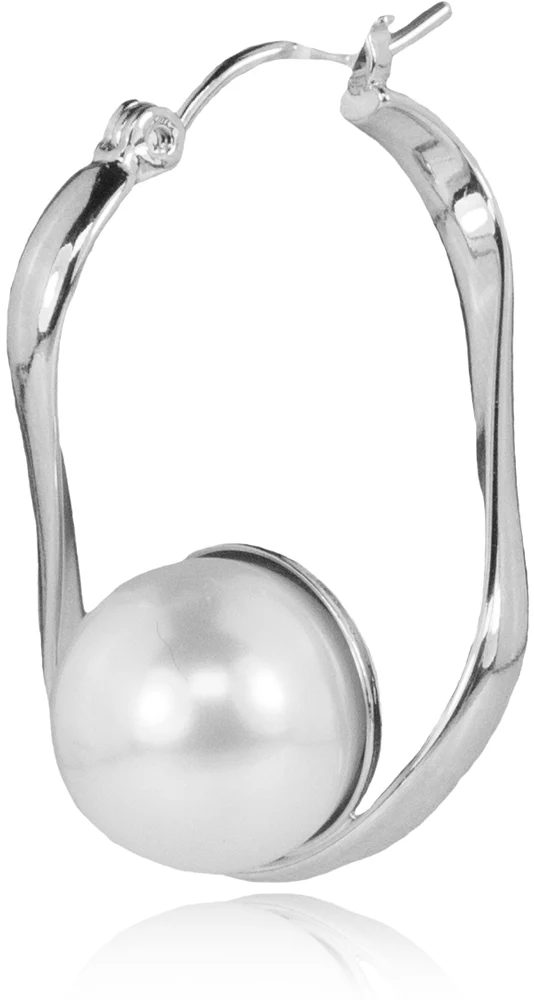 LUISIA® Geschwungene Ohrringe "Liora" mit Premium Perle - Silber / White Pearl
