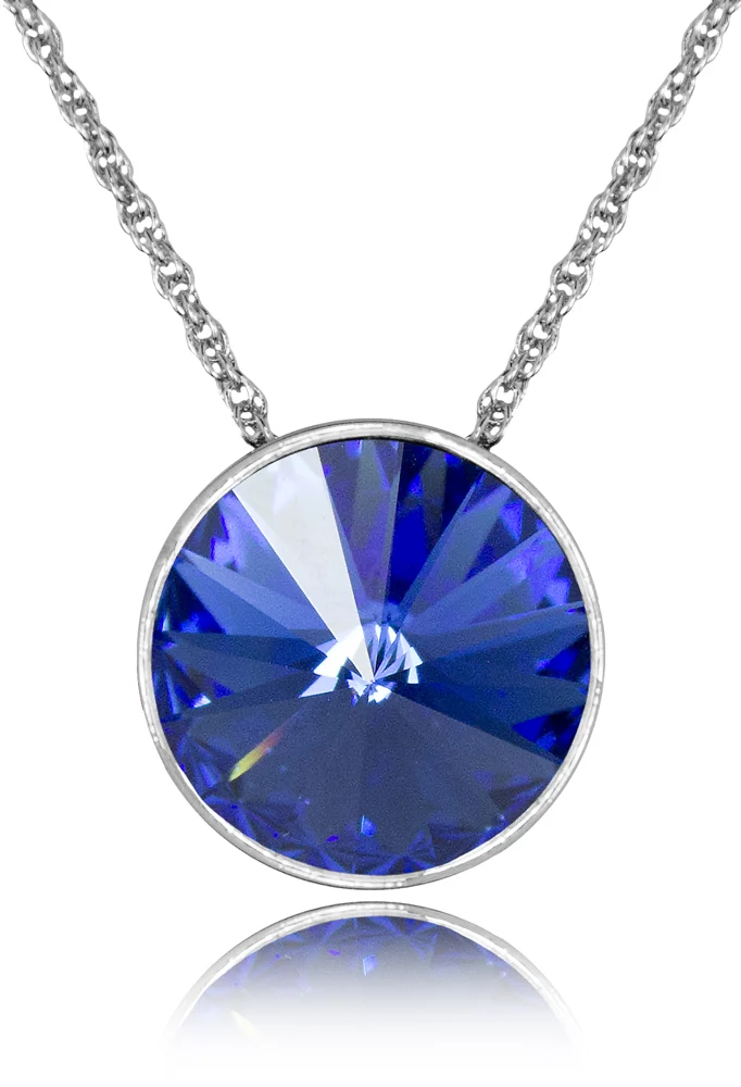 LUISIA® Halskette "Sinja" mit Premium Kristallen - 14 mm - Silber / Sapphire