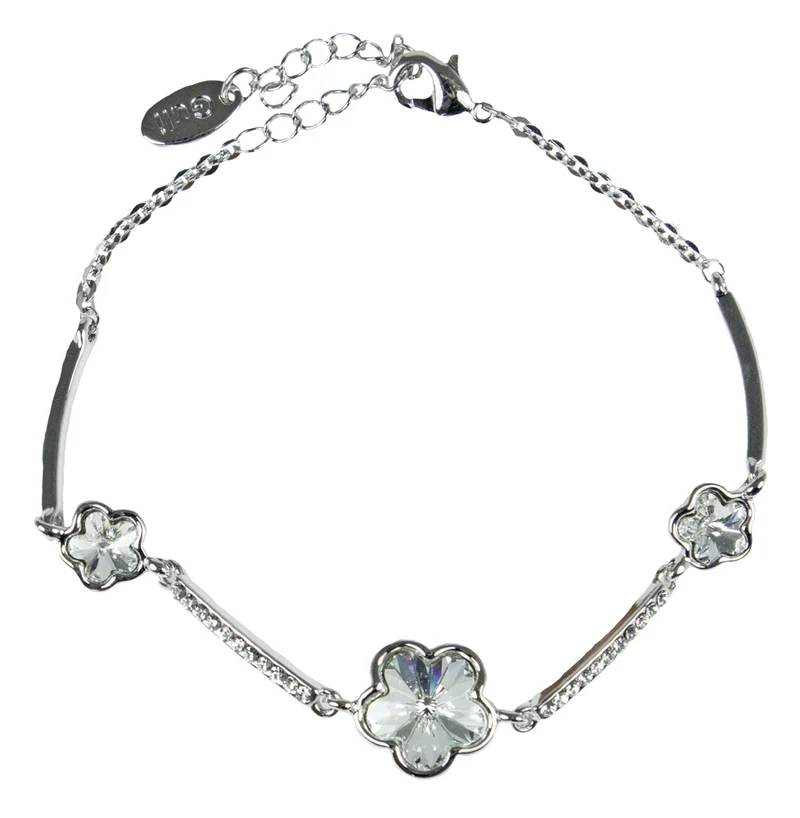 LUISIA® Silbernes Damen Blumen Armband mit Premium Kristallen