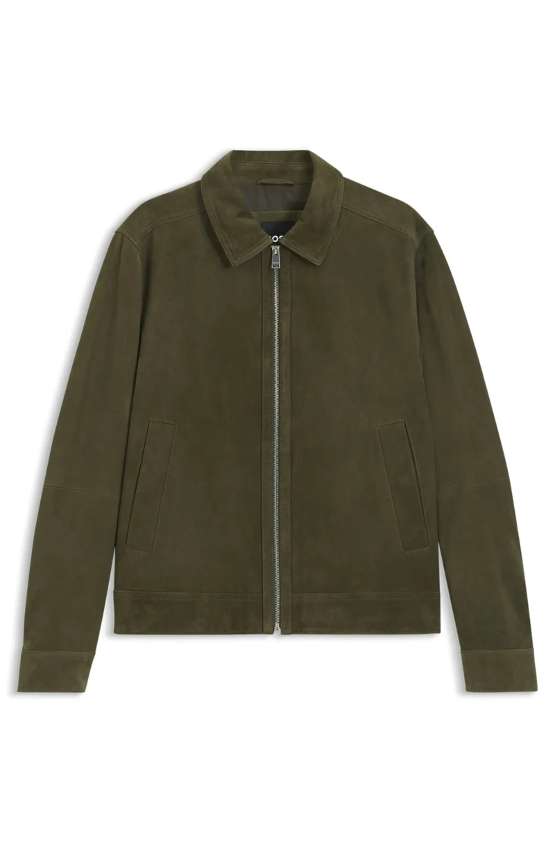 Jacke aus Ziegenveloursleder mit Spitzkragen
