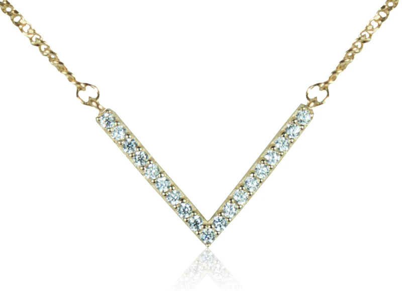 LUISIA Filigrane vergoldete Damen Pfeil Halskette - 925 Silber mit Zirkonia