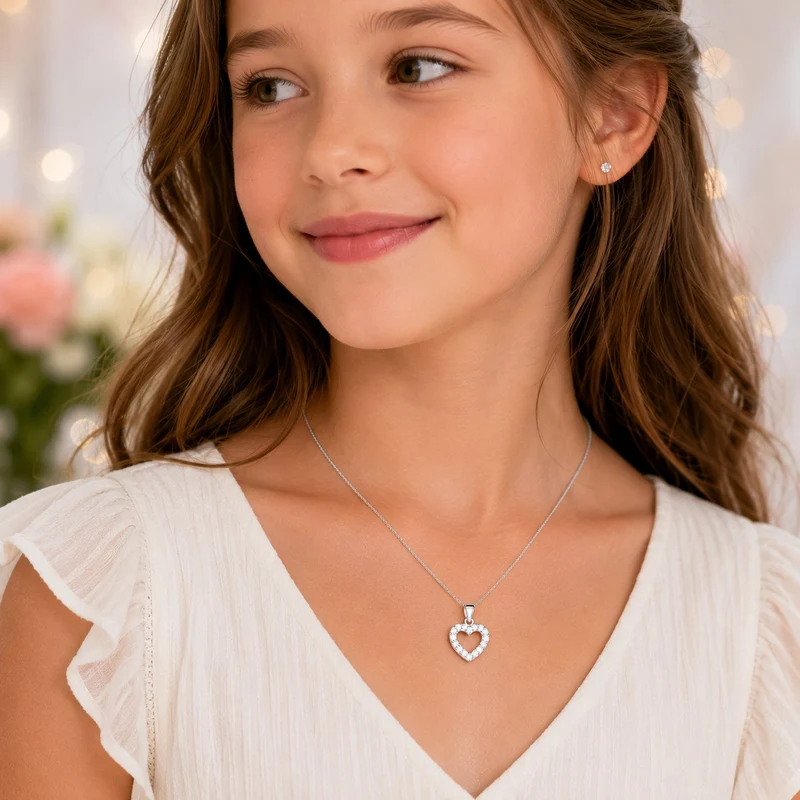 LUISIA® Kettenanhänger "Herz mit Zirkonia" - 925 Sterling Silber